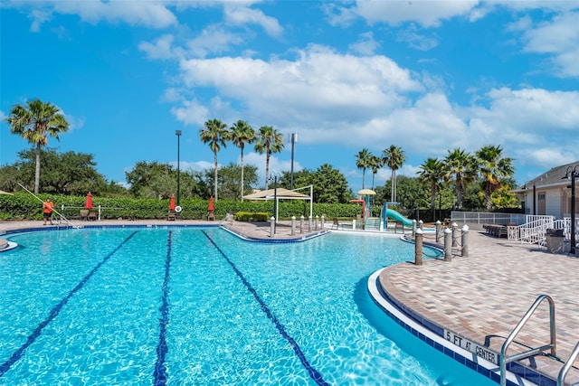 11808 Holly Crest Ln, Riverview, FL 33569 - community pool with a water slide and a patio