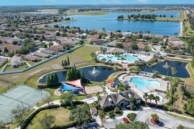 11808 Holly Crest Ln, Riverview, FL 33569 - aerial perspective of suburban area with a pool and a nearby body of water