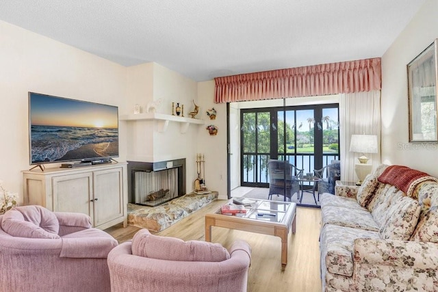 172 Lakeview Way Unit 172, Oldsmar, FL 34677 - living area featuring wood finished floors, healthy amount of natural light, and a fireplace with raised hearth