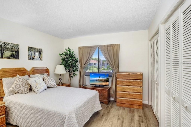 172 Lakeview Way Unit 172, Oldsmar, FL 34677 - bedroom featuring wood finished floors, multiple closets, and a textured ceiling