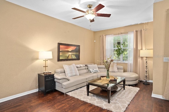 2417 Passamonte Dr Unit 1E, Winter Park, FL 32792 - living area featuring baseboards, a ceiling fan, and wood finished floors