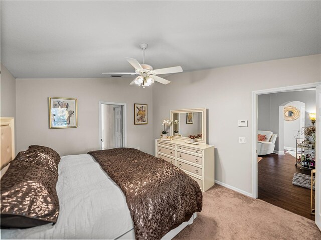 18003 Arbor Crest Dr, Tampa, FL 33647 - bedroom with lofted ceiling, a ceiling fan, light colored carpet, and baseboards