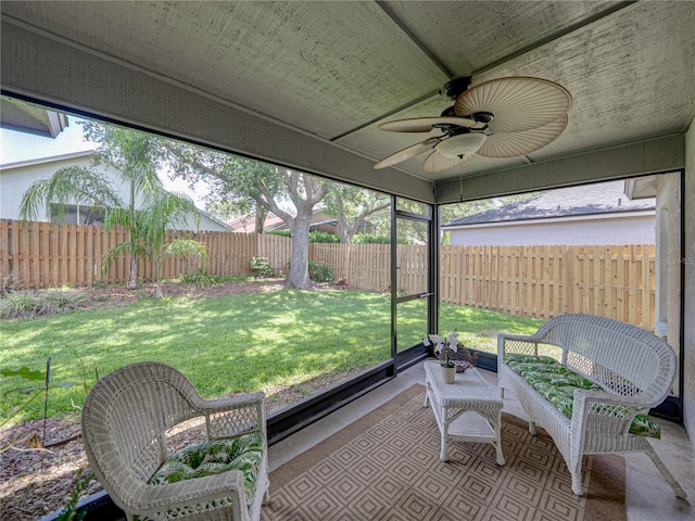 18003 Arbor Crest Dr, Tampa, FL 33647 - sunroom / solarium featuring a ceiling fan and plenty of natural light