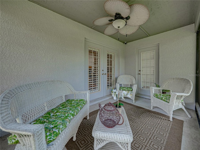 18003 Arbor Crest Dr, Tampa, FL 33647 - sunroom with french doors and a ceiling fan