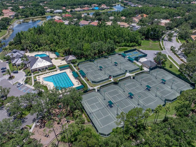 18003 Arbor Crest Dr, Tampa, FL 33647 - drone / aerial view of a pool area and a nearby body of water