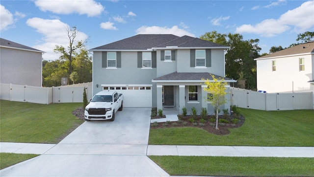5189 Greenheart Ave, Mount Dora, FL 32757 - traditional-style home with a gate, driveway, an attached garage, stucco siding, and a shingled roof