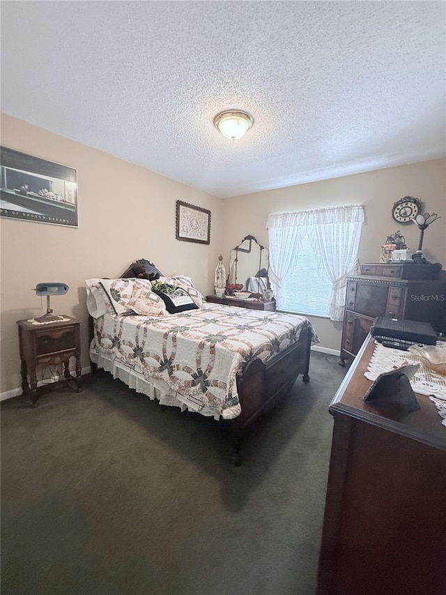 11764 Raintree Dr Unit 0, Temple Terrace, FL 33617 - bedroom with dark carpet, a textured ceiling, and baseboards