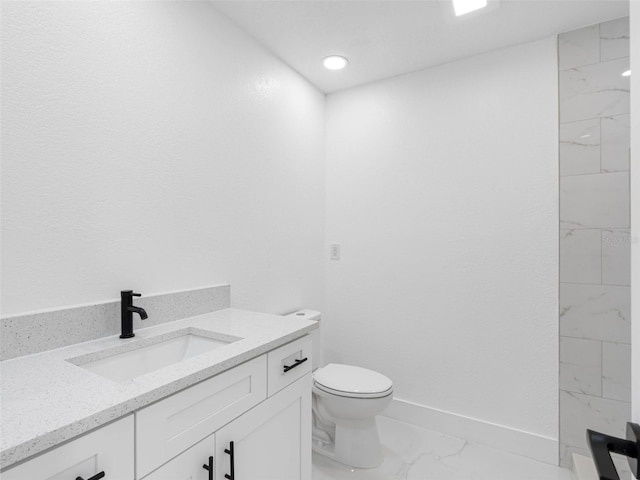 302 Patty Dr, Oldsmar, FL 34677 - full bath with marble finish flooring, vanity, and recessed lighting