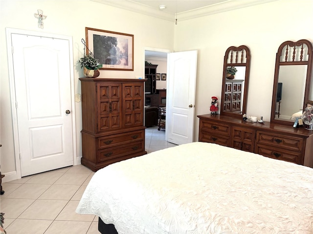 19420 Haskell Pl, Land O Lakes, FL 34638 - bedroom with light tile patterned floors and crown molding