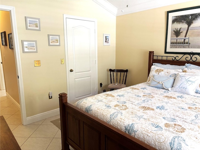 19420 Haskell Pl, Land O Lakes, FL 34638 - bedroom with crown molding, light tile patterned flooring, and baseboards