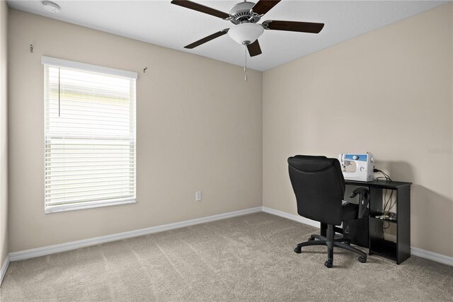 742 8th St NW, Ruskin, FL 33570 - office with carpet, baseboards, and a ceiling fan