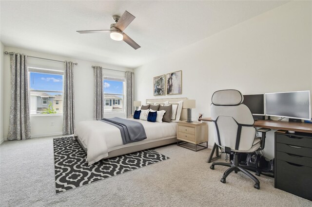 33524 Elm Hill Br, Wesley Chapel, FL 33545 - bedroom with carpet flooring, an office area, and ceiling fan
