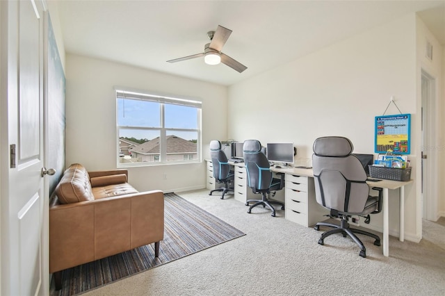 33524 Elm Hill Br, Wesley Chapel, FL 33545 - office with carpet flooring, ceiling fan, and baseboards