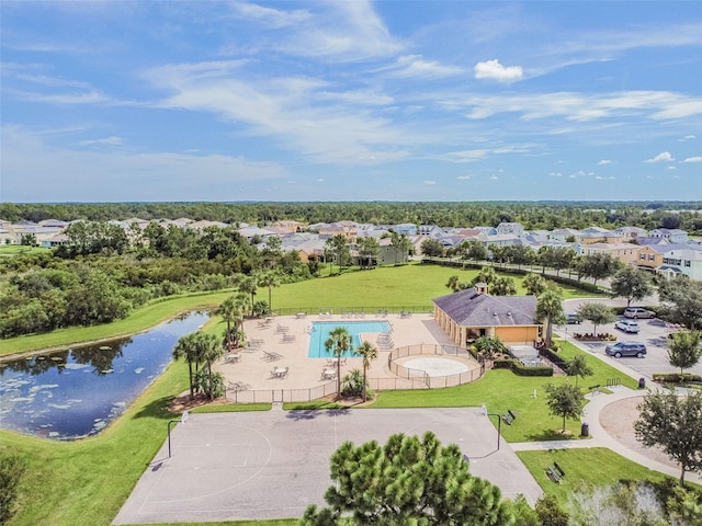 33524 Elm Hill Br, Wesley Chapel, FL 33545 - aerial view of residential area featuring a pool and a large body of water