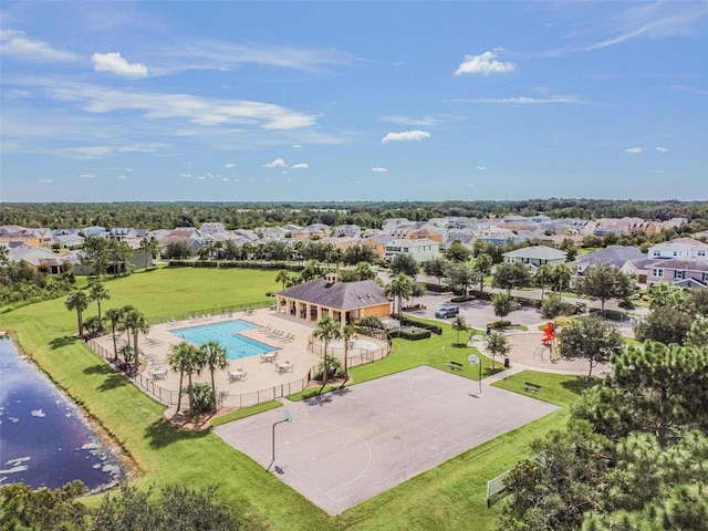 33524 Elm Hill Br, Wesley Chapel, FL 33545 - aerial view of residential area featuring a pool area and a large body of water