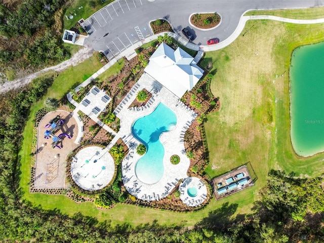 33524 Elm Hill Br, Wesley Chapel, FL 33545 - drone / aerial view of a pool and a nearby body of water