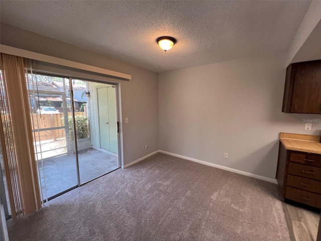 14725 Morning Dr, Lutz, FL 33559 - unfurnished dining area featuring light colored carpet, baseboards, and a textured ceiling