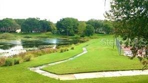 14725 Morning Dr, Lutz, FL 33559 - view of property's community with a water view and a lawn