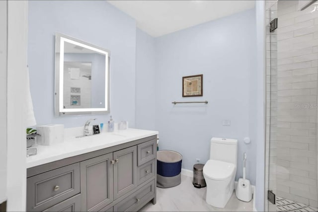 1210 Bay Palm Blvd, Indian Rocks Beach, FL 33785 - bathroom featuring a shower stall, toilet, and vanity