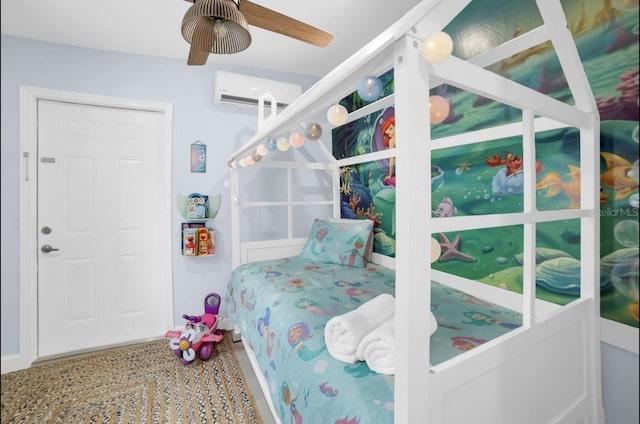 1210 Bay Palm Blvd, Indian Rocks Beach, FL 33785 - bedroom with an AC wall unit and a ceiling fan