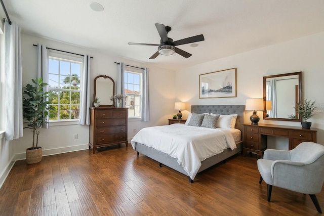 407 S Fremont Ave Unit B, Tampa, FL 33606 - bedroom with dark wood finished floors and a ceiling fan