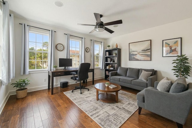 407 S Fremont Ave Unit B, Tampa, FL 33606 - office featuring hardwood / wood-style floors and ceiling fan