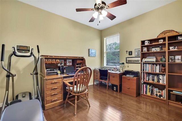 12012 Cromwell Way, Spring Hill, FL 34609 - office with dark wood-type flooring, ceiling fan, and baseboards