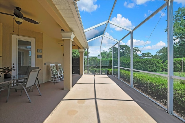 12012 Cromwell Way, Spring Hill, FL 34609 - view of patio featuring a ceiling fan and a lanai
