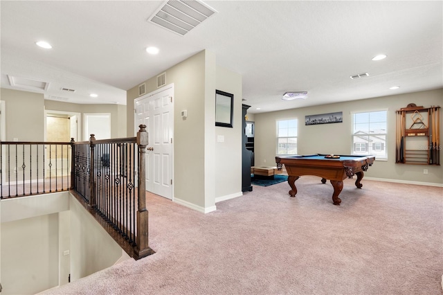 4917 Eagle Rock Dr, Wimauma, FL 33598 - recreation room with carpet, recessed lighting, pool table, and baseboards