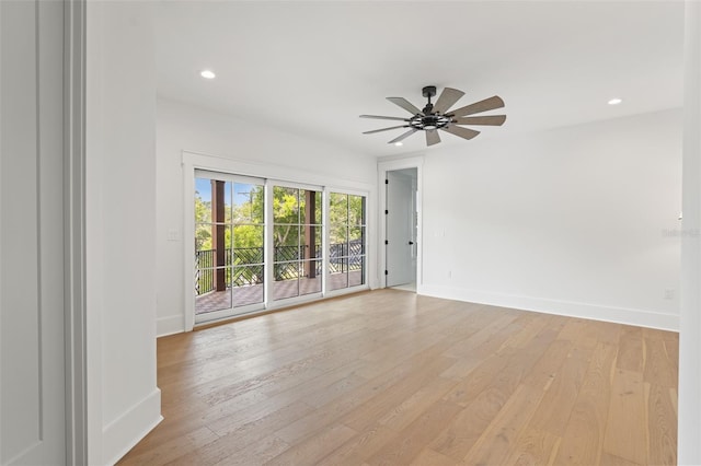 2200 N Glenwood Dr, Tampa, FL 33602 - empty room featuring baseboards, light wood-style flooring, a ceiling fan, and recessed lighting