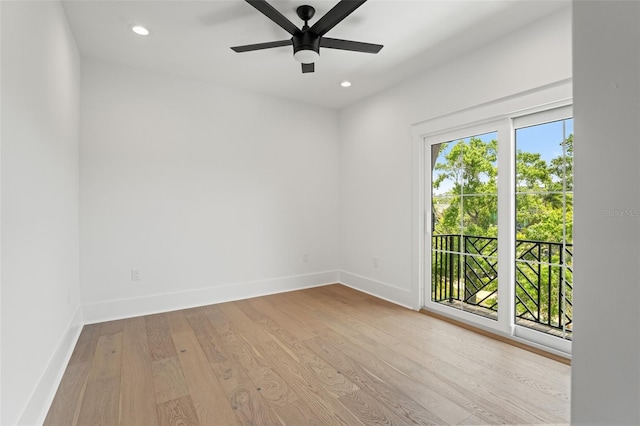 2200 N Glenwood Dr, Tampa, FL 33602 - empty room featuring baseboards, ceiling fan, wood finished floors, and recessed lighting
