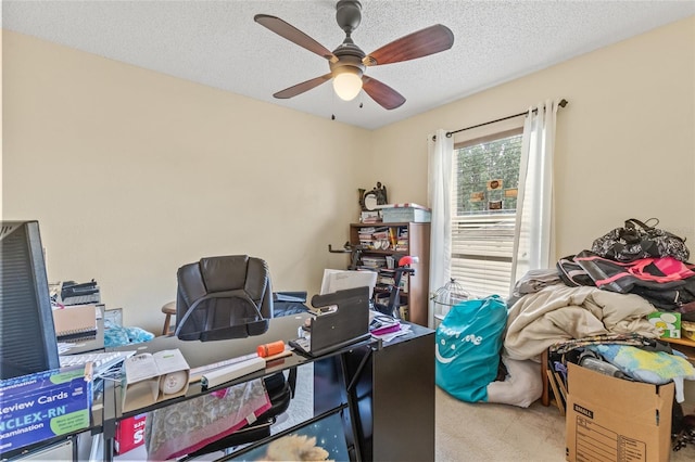 10311 Frog Pond Dr, Riverview, FL 33569 - carpeted office featuring ceiling fan and a textured ceiling