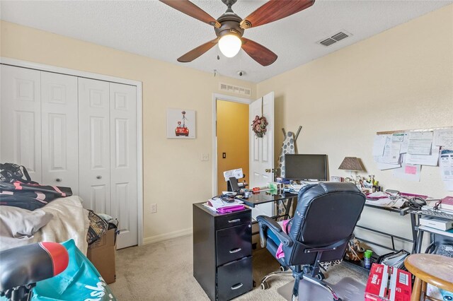 10311 Frog Pond Dr, Riverview, FL 33569 - office space with a ceiling fan, light carpet, and baseboards