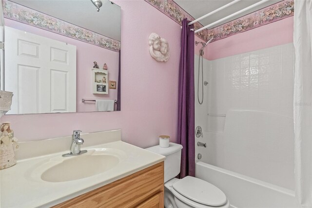 10311 Frog Pond Dr, Riverview, FL 33569 - bathroom with shower / bathtub combination with curtain, vanity, and toilet