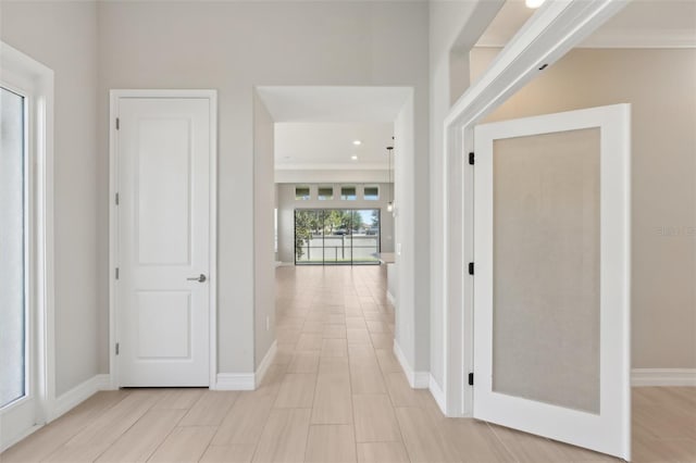 4325 Barletta Ct, Wesley Chapel, FL 33543 - foyer featuring baseboards and crown molding