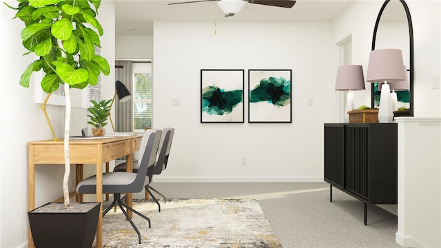 8778 Linked Dr, New Port Richey, FL 34655 - office area with baseboards, a ceiling fan, and carpet