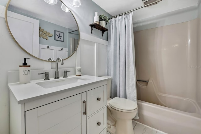 550 George St S, Tarpon Springs, FL 34688 - bathroom with toilet, vanity, and shower / bath combination with curtain