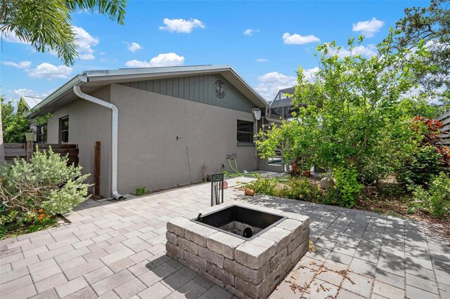 2320 James Ln, Sarasota, FL 34231 - view of patio with a fire pit
