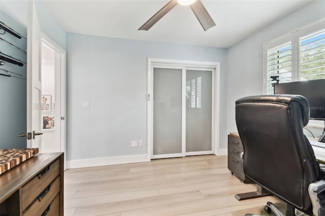 9812 Indian Key Trl Unit 84, Seminole, FL 33776 - office space featuring a ceiling fan, light wood-type flooring, and baseboards