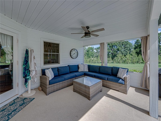 16326 Kalli Way, Dade City, FL 33523 - view of patio featuring a ceiling fan and an outdoor hangout area