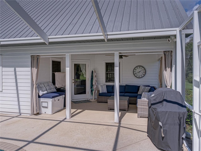 16326 Kalli Way, Dade City, FL 33523 - view of patio featuring an outdoor hangout area and ceiling fan
