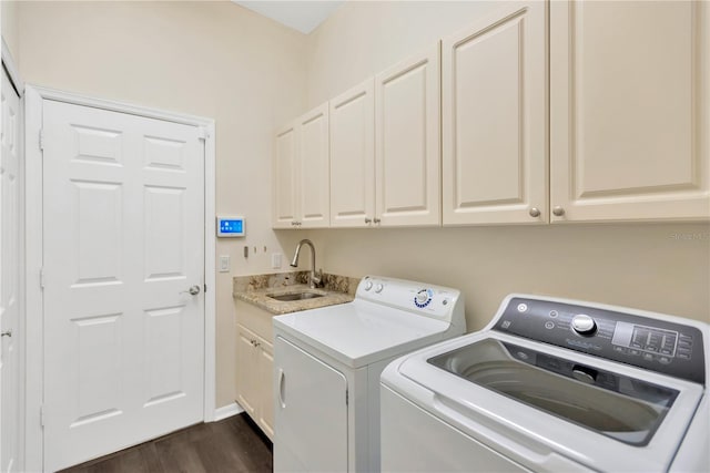 13872 Siena Loop, Lakewood Ranch, FL 34202 - washroom with independent washer and dryer, cabinet space, and dark wood-style floors