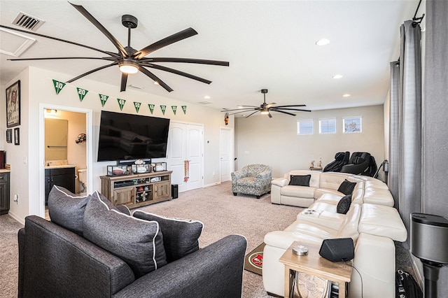 2515 63rd Ter E, Ellenton, FL 34222 - carpeted living area featuring a ceiling fan, recessed lighting, and baseboards