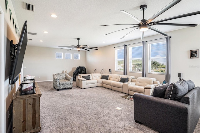 2515 63rd Ter E, Ellenton, FL 34222 - living room with a ceiling fan, carpet flooring, recessed lighting, and baseboards