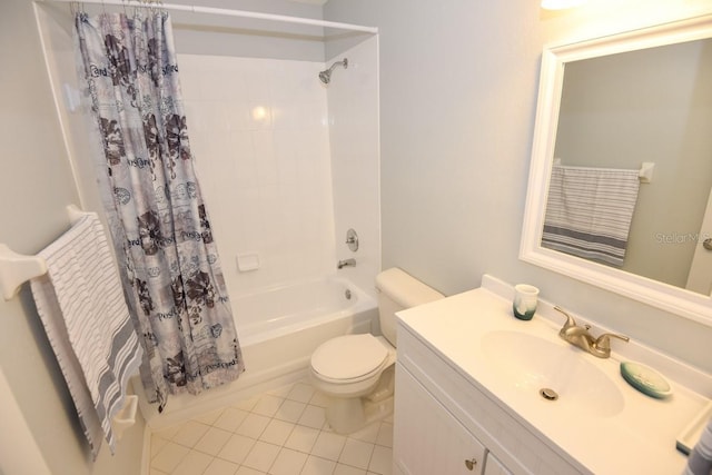24 Lake Vista Way, Ormond Beach, FL 32174 - full bathroom with tile patterned floors, toilet, shower / bathtub combination with curtain, and vanity
