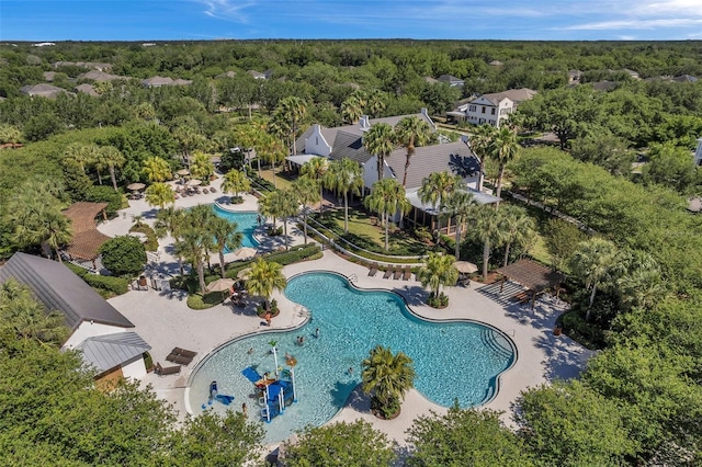 16618 Kingletside Ct, Lithia, FL 33547 - drone / aerial view of a heavily wooded area and a pool area