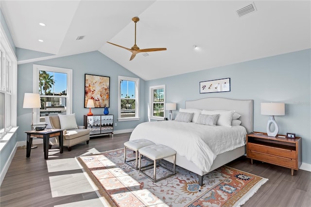 2903 Pass A Grille Way, St Pete Beach, FL 33706 - bedroom with lofted ceiling, dark wood-style flooring, baseboards, and recessed lighting