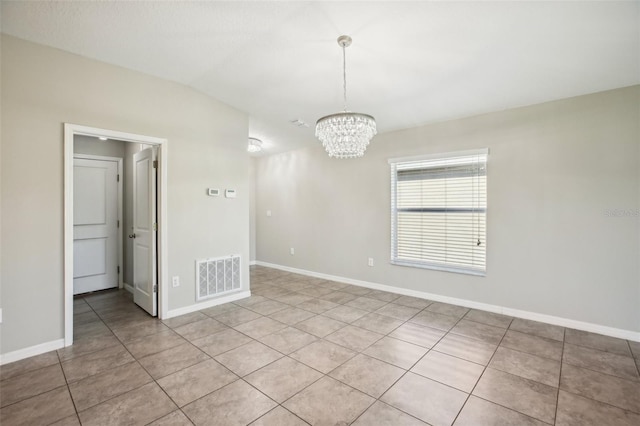 10326 Boggy Moss Dr, Riverview, FL 33578 - spare room featuring a chandelier, light tile patterned floors, and baseboards