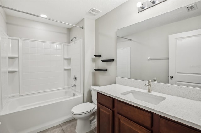 10326 Boggy Moss Dr, Riverview, FL 33578 - full bath featuring vanity, toilet, bathtub / shower combination, and tile patterned flooring