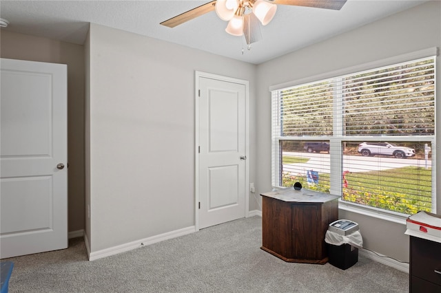 8508 Bay Dr, Spring Hill, FL 34606 - office with a ceiling fan, carpet, and baseboards